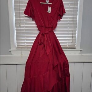 Nicole Miller Elegant Asymmetrical Scarlet Dress